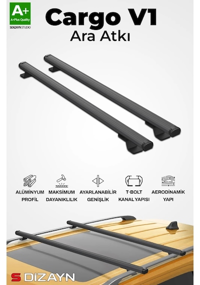 S-dizayn Porsche Cayenne S-bar Cargo V1 Ara Atkı Tavan Taşıyıcı Barı Siyah 140 Cm 2011-2017 A+ Kalit