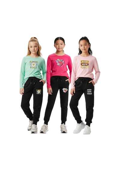 Fyk Kids 3'lü Sıfır Yaka Baskılı Kız Çocuk Alt-üst Takım Çok Renkli Fyk Kids 3'lü Sıfır Yaka Baskılı Kız Çocuk Alt-üst Takım Çok Renkli