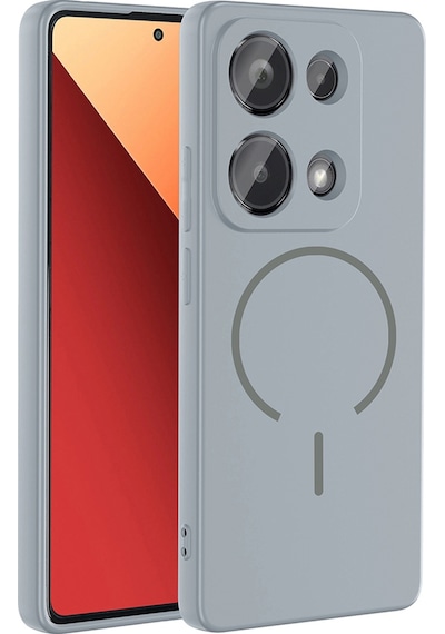 Xiaomi Redmi Note 13 Pro 4g Kılıf M-safe Şarj Özellikli Zore Meta Kapak Titanyum-Gri