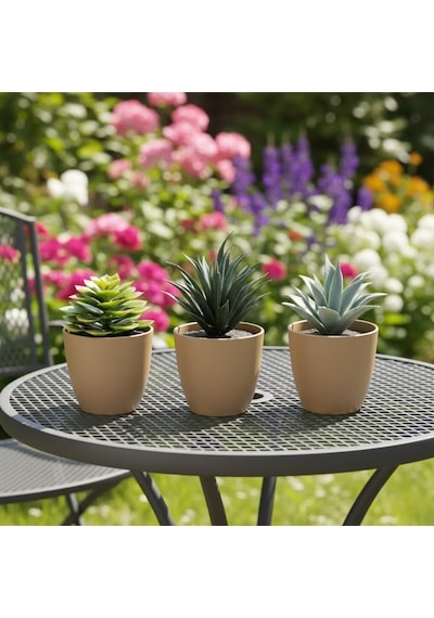 Üçlü Mini Yapay Sukulent Seti 8 Cm Saksı, Dekoratif Küçük Bitki Seti, Gerçekçi Görünüm, Salon Ofis Ev Ma Diğer