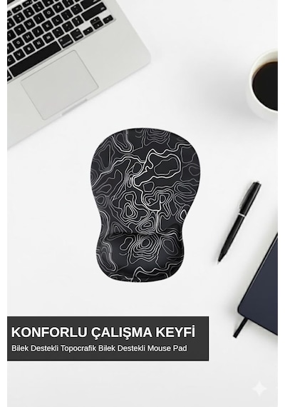 Topowave Bilek Destekli Mouse Pad Ergonomik Kaymaz Taban Masa Pedi Bilek Koruyucu Dijital Mouse