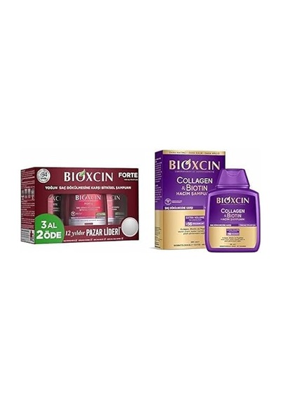 Al 2 Öde Saç Dökülmesine Karşı Bitkisel Şampuan 3 X 300 Ml Xbioxcin Collagen Biotin Ekstra Hacim Dolgunlaştırı