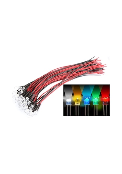 12V 5Mm Şeffaf Led 20Cm Kablolu 5Mm Şeffaf Turuncu