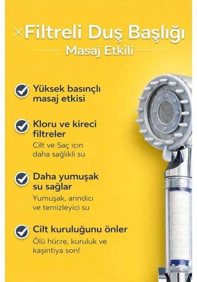 Spa Masaj Özellikli Duş Başlığı Banyo Duş Başlığı 5 Fonksiyonlu Duş Başlığı Gri Eva Diğer