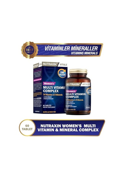 Multivitamin Complex Kadın 14 Vitamin, 8 Mineral Ve Bitkisel Ekstre İçeren Kadınlara Özel Takviye 60 Tablet Vegan