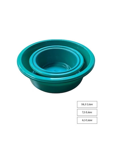 3'lü Saklama Kabı Seti İç Içe Geçmeli Badya / Leğen Mutfak Ve Ev Içi Kullanım Plastik Pratik Set Yeşil