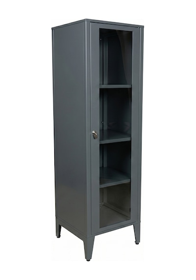 Alfafonet Ziglat Serisi Kilitli Metal Home Office Dolabı Cam Kapaklı Antrasit Gri Ral 7016 450x1500x450 Mm