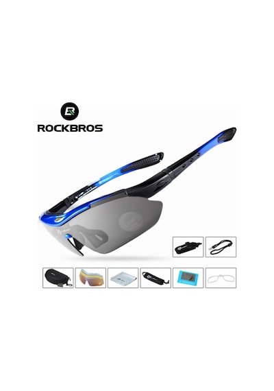 Rockbros Polarize Uv Korumalı Mavi Bisiklet Gözlüğü Açık Gri
