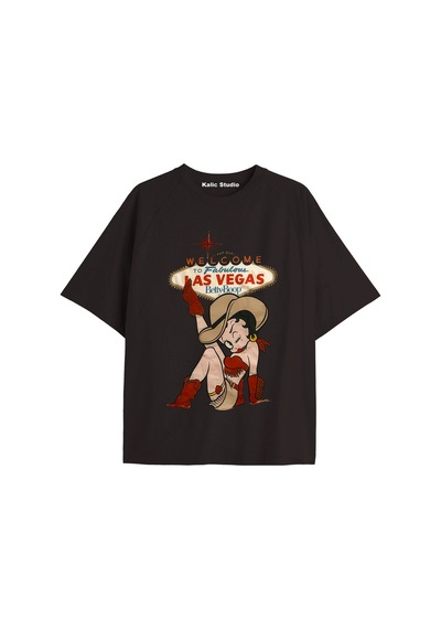Kalic Studio Betty Boop Las Vegas Oversize T-shirt Siyah