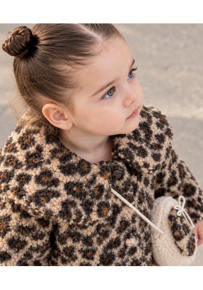 Cocosiss Leoparlı Çantalı Kız Mont 2766 Kahverengi