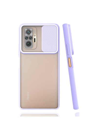 Noktaks - Xiaomi Uyumlu Xiaomi Redmi Note 10 Pro - Kılıf Slayt Sürgülü Arkası Buzlu Lensi Kapak - Siyah T17186 Siyah