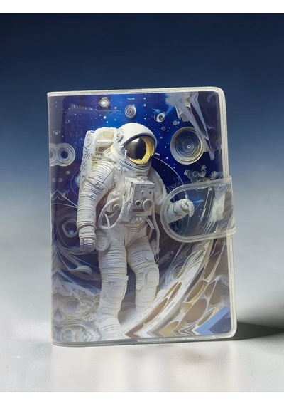 3d Görünümlü Astronot A7 Not Defteri , Çıt Çıtlı Cep Defteri - Mavi