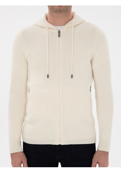Cacharel Ekru Slim Fit Triko Hırka Bej
