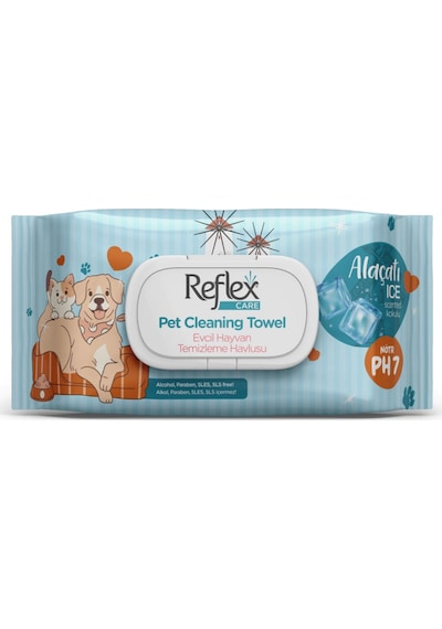 Reflex Care Alaçatı Ice Kokulu Kedi Ve Köpekler İçin Çok Amaçlı Hijyenik Temizleme Mendili 50'li
