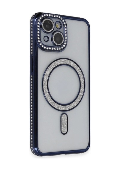 Apple İphone 14 Kılıf Joke Simli Magneticsafe Kılıf - Lacivert