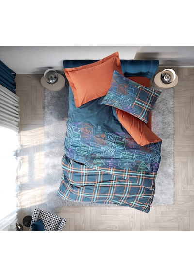 Cotton Box Genç Odası Tek Kişilik Lastikli Çarşaflı Nevresim Takımı Pleds Tarçın