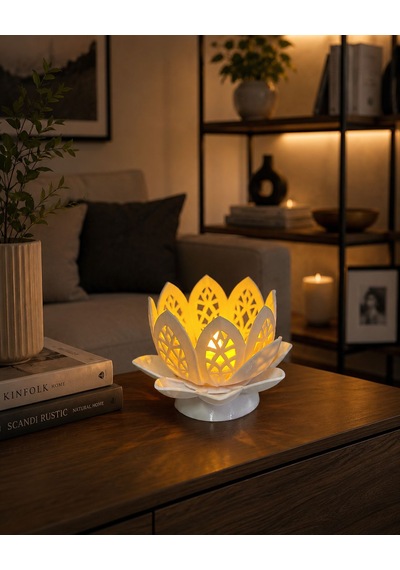 Lotus Glow Mumluk Beyaz - Turuncu