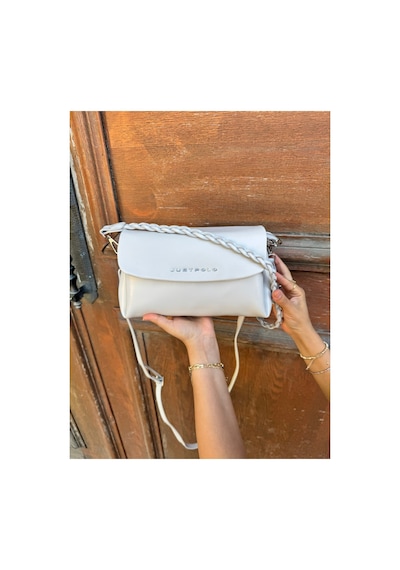 Just Polo Kadın Yeni Sezon Örgü Detaylı Ayarlanabilir Askılı Lüks El Ve Omuz Çantası Ebat : 26 X 14 Cm Taş
