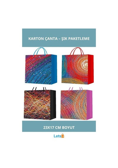 Şık Tasarımlı Dayanıklı Küçük Boy Karton Çanta 23x17 Cm