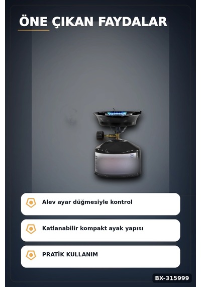 Kamp Ocağı Seti Çakmak Gazı Uyumlu 12 Cm Metal Gövde Ayarlanabilir Alev Bx-315999 Çok Renkli