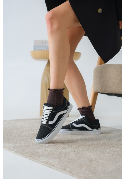 Daxtors Garantili Wanso Günlük Ortopedik Kadın Sneaker Spor Ayakkabı Siyah