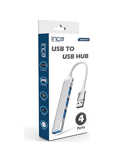 3 Adet Inca Iusb 4tux Usb Hubx4 Port Usb 3.0+3 Usb2.0 Slim Aluminyum Kasa