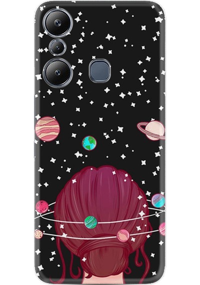 Infinix Hot 20i Kılıf Resimli Desenli Baskılı Silikon Space Woman 1311