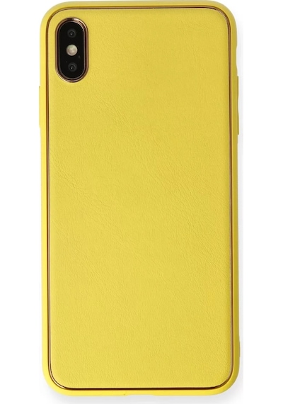 Newface Apple Uyumlu İphone Xs Max Kılıf Coco Deri Silikon Kapak - Sarı