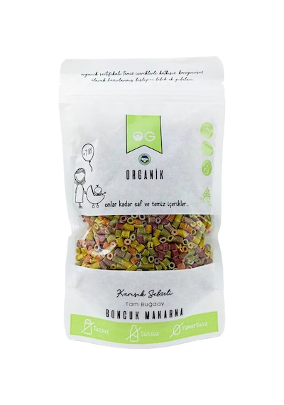 OG natural Organik Karışık Sebzeli Tam Buğday Boncuk Makarna +7 Ay 200 G