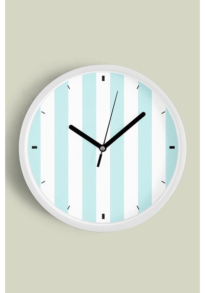 Dikey Çizgili Tasarım Modern Duvar Saati - 25cm - Önü Camlı Beyaz Kasa - Sessiz Mekanizma-jh0644 Beyaz