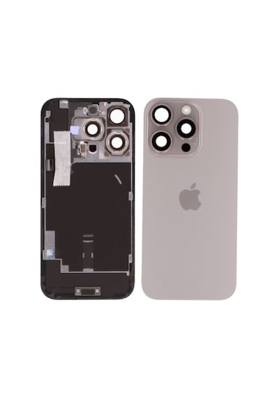 Apple iPhone Uyumlu 16 Pro Titanyum Kamera Camlı Arka Cam Batarya Pil Kapağı Telefon Arka Kapak Gri 42196992