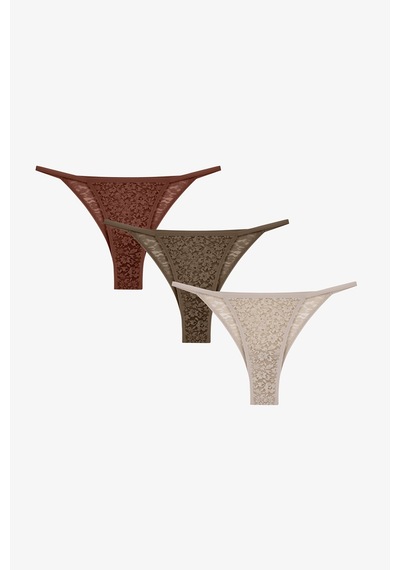 Penti Leaf Tones 3lü Lace Brazilian Külot Çok Renkli