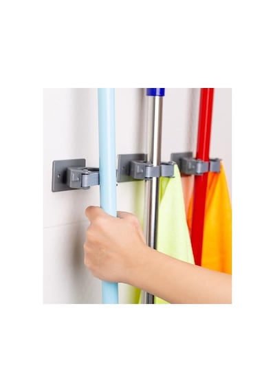 Çok Amaçlı Paspas, Süpürge, Fırça Ve Mop Askısı, Duvar Montajlı Sap Tutucu, Mutfak Ve Banyo İçin, Gri & Beyaz, 3'lü Set Açık Bej