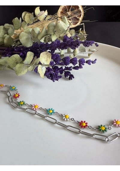 Papatyalı Paperclip Zincir Çelik Halhal Zerafet Serisi Silver Gümüş