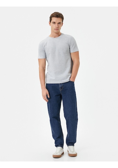 Koton 4sam10279hk 031 Gri Erkek Jersey Kısa Kollu Basic T-shirt Gri
