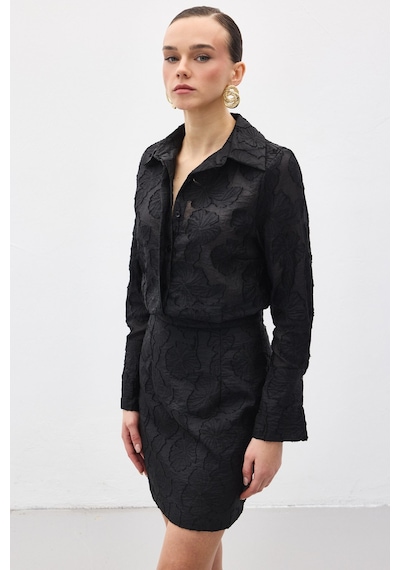 Sateen Belica Gömlek - Siyah-137146 Siyah