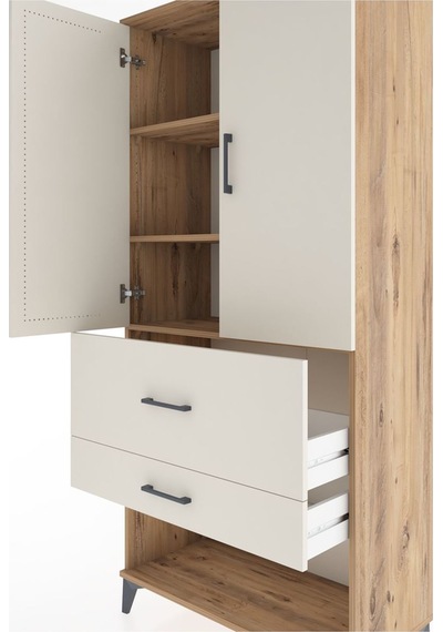 Hyperion Dolap 3 Raflı 2 Çekmeceli 2 Kapaklı 88x44x195 Çam-ay... Çam