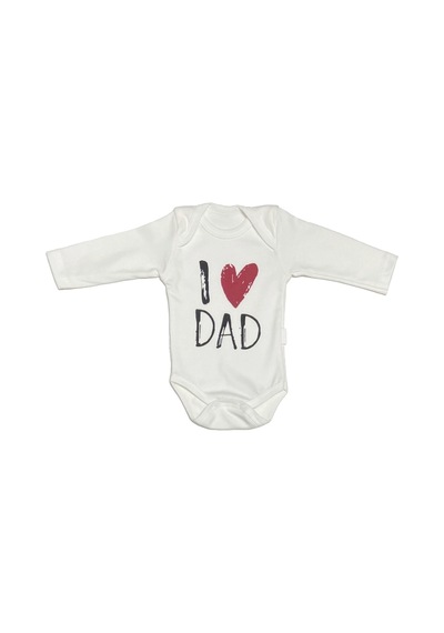Babysena I Love Dad Kız / Erkek Bebek Body Beyaz
