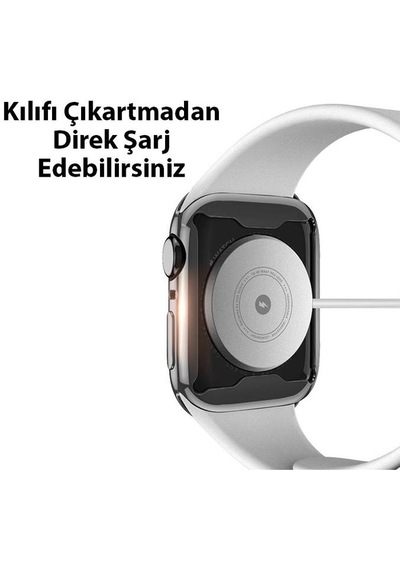 Coofbe Apple Uyumlu Watch 45 MM Full Kaplama Silikon Kılıf, 2-3-4-5-6-7-8 ve SE Kılıf