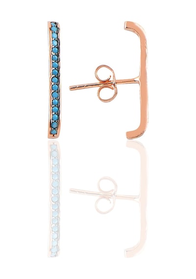 Gümüş Rose Turkuaz Taşlı Style Küpe