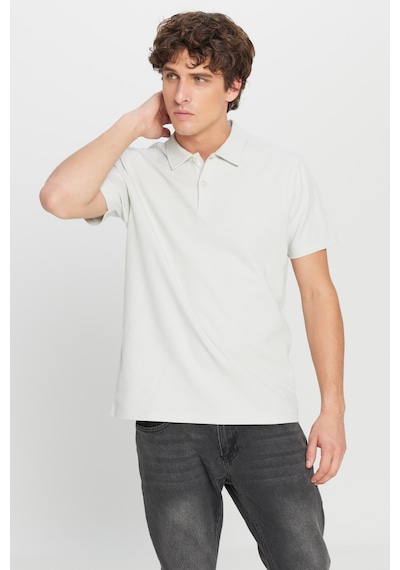 AC&Co / Altınyıldız Classics Erkek Grı %100 Pamuk Slim Fit Dar Kesim Polo Yaka Jakarlı Triko Tişört Gri