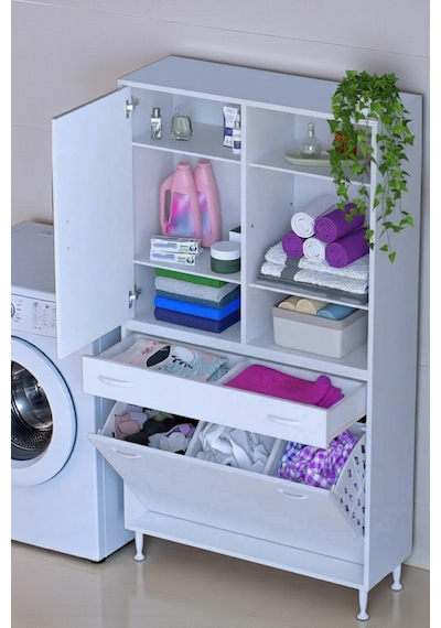Eliusta Mira Dolap 6 Bölme Çok Fonksiyonlu Banyo Dolabı 90 Cm Beyaz Sepetli Dolap 90x171x32,5 Cm Organizer Beyaz Eliusta Mira Dolap 6 Bölme Çok Fonksiyonlu Banyo Dolabı 90 Cm Beyaz Sepetli Dolap 90x171x32,5 Cm Organizer Beyaz