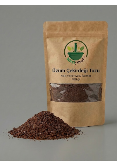 İxirciyusuf Üzüm Çekirdeği Tozu Grape Seed Powder Ground Grape Seed Vitis Vinifera Seed Powder Doğal Öğütülmüş 100 G