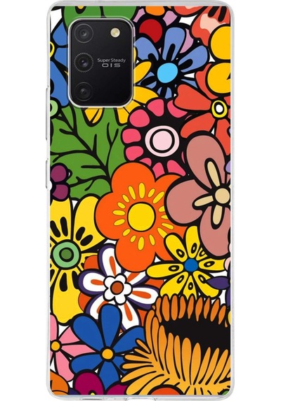 Samsung Galaxy A91 İle Uyumlu 1mm Slim Fit Retro Colors 2 Baskılı Şeffaf Kılıf Şeffaf