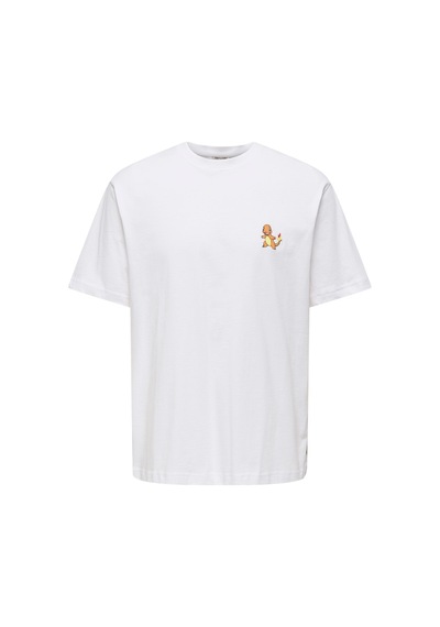 Only & Sons Pokemon Life Erkek Beyaz Tişört 22037659-bwr