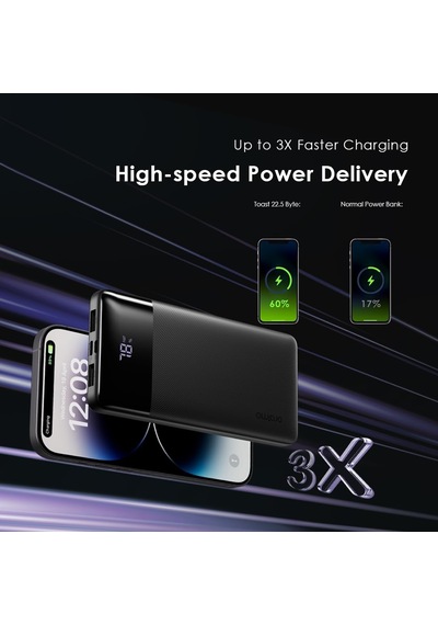 Tr Toast 22.5 Byte 10000mah Harici Pil, Hızlı Şarj 22,5 W Ve Led Ekranlı