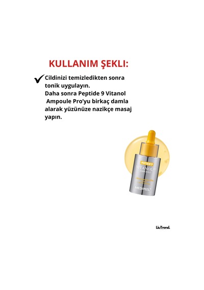 Medipeel Peptide 9 Vitanol Ampoule Pro 30 Ml Peptit Ve %20 Niasinamid İçeren Lifting Ampulü