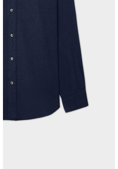 D'S Damat Ds Damat Comfort Lacivert Flamlı Pamuk-keten Yazlık Gömlek 6hc02ort01304 Çok Renkli