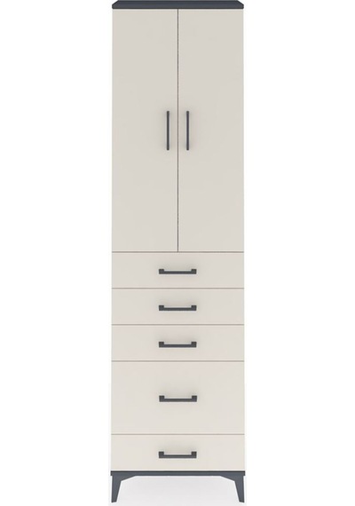 Arges Dolap 3 Raflı 5 Çekmeceli 2 Kapaklı 60x30x221 Antrasit-aytaşı Antrasit