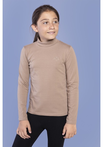 Toontoy Kids Toontoy Kız Çocuk Nakışlı Balıkçı Yaka Okul Tişörtü Gri Melanj